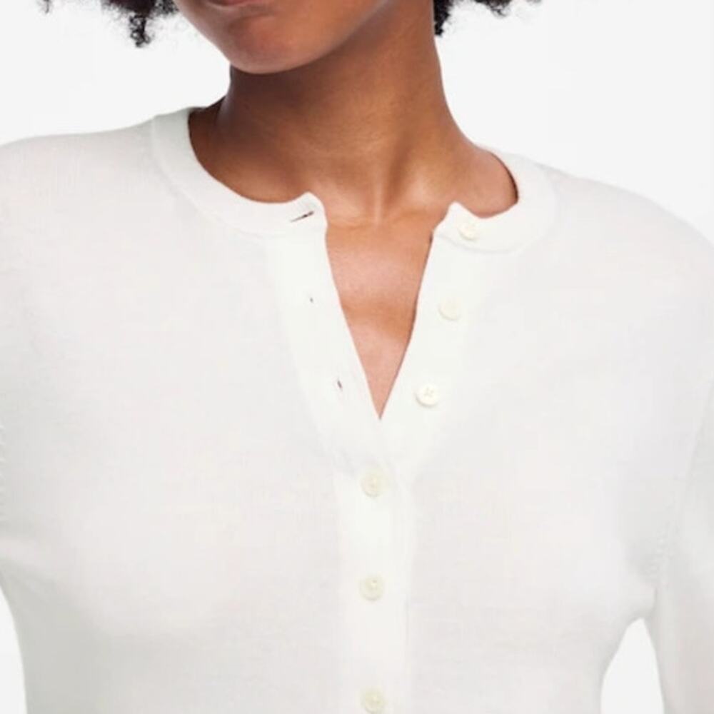 NWT Madewell Crewneck Cardigan in 100% Cotton White M - Picture 5 of 12